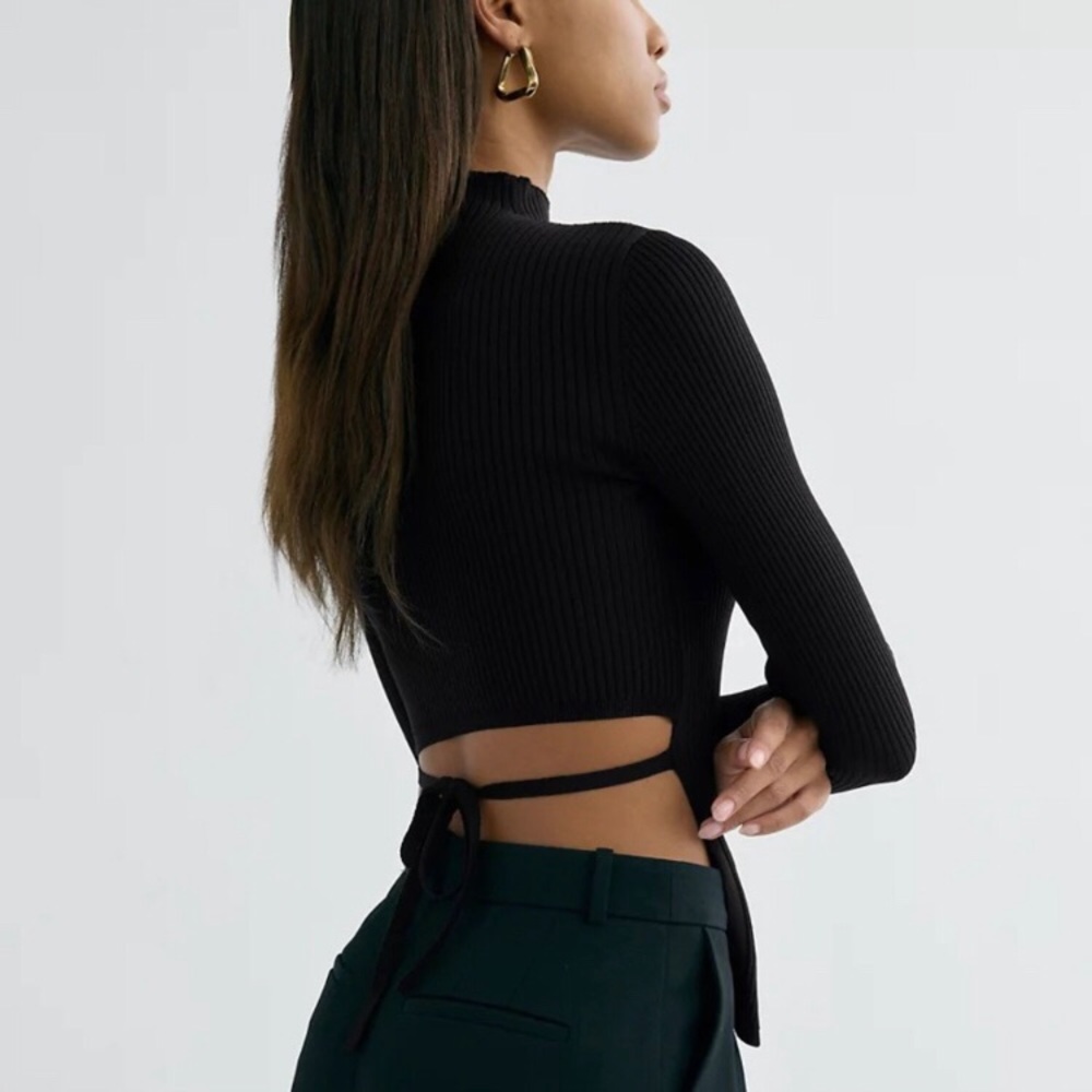 Babaton Sculpt knit tie back ls S